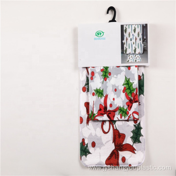 Christmas shower curtain bathroom custom printed with rug